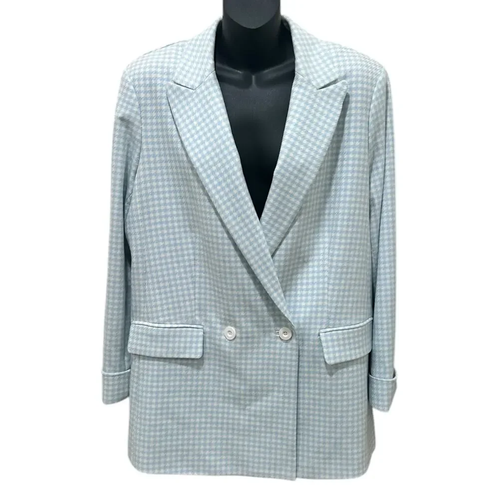 Alice + Olivia Justin Gingham Double Breasted Blazer - Picture 6 of 7